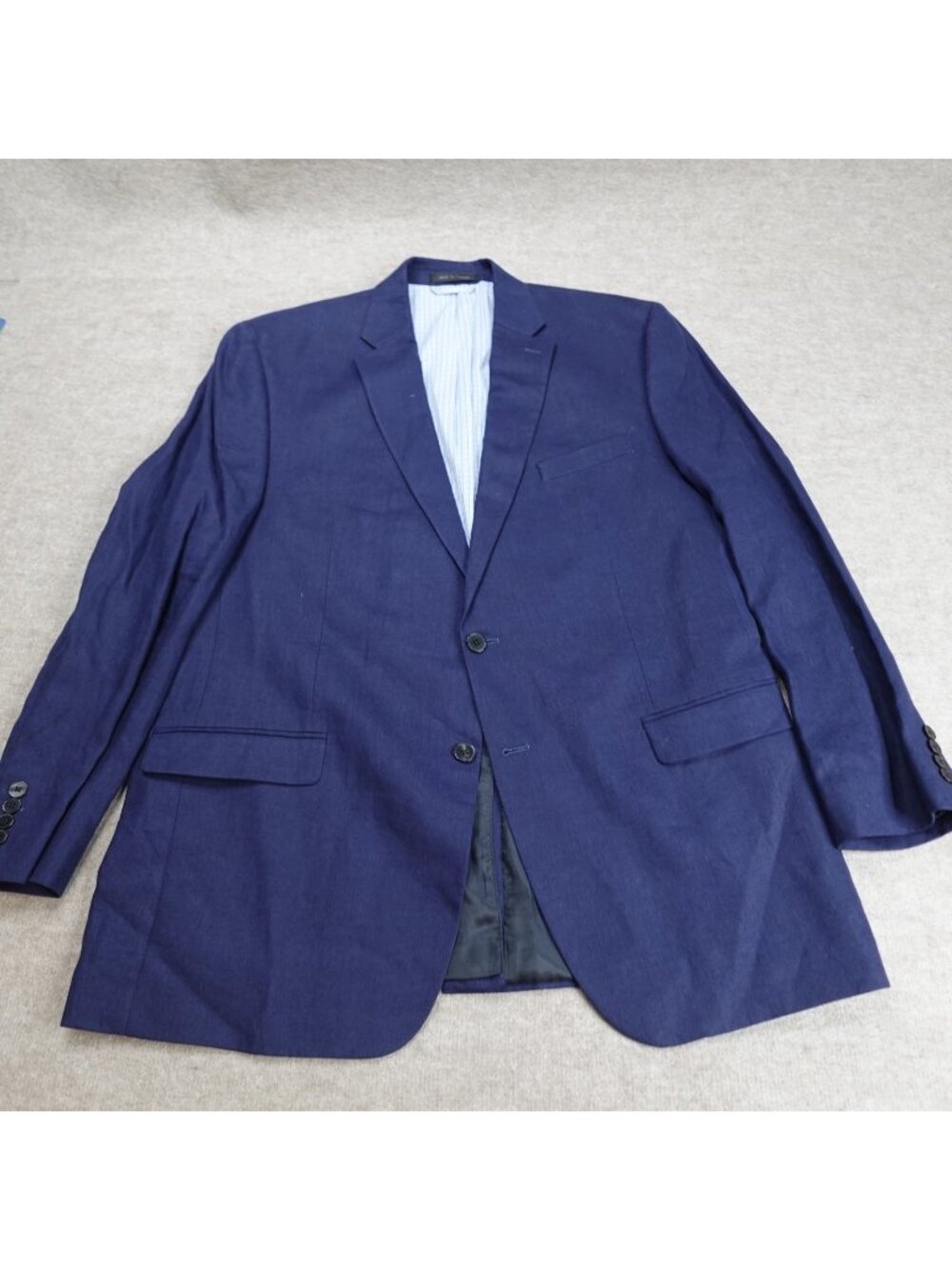 Lauren Ralph Lauren Sport Coat Jacket 46L Blue Solid 100% Linen